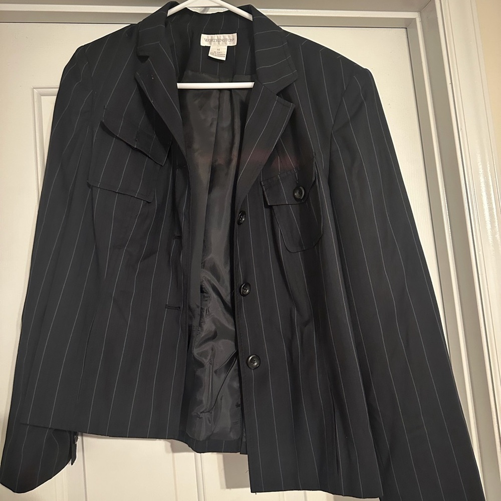 Never used- blue pin stripe pant suit _ lined